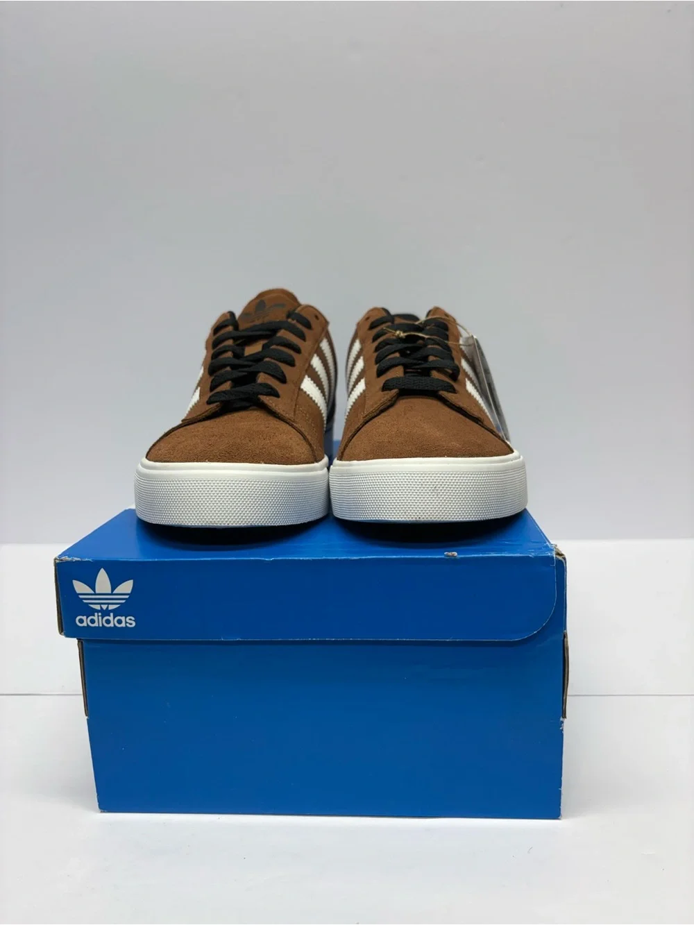 adidas Brown Suede Campus Low-Top Sneakers with White Stripes